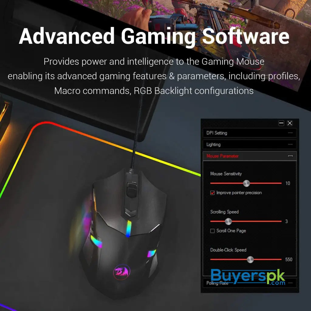 Redragon Centrophorus M601 Rgb Gaming Mouse Backlit Wired Ergonomic 7 Button Programmable with - Price in Pakistan Redragon Centrophorus M601 Rgb Gaming Mouse Backlit Wired Ergonomic 7 Button Programmable with - Price in Pakistan
